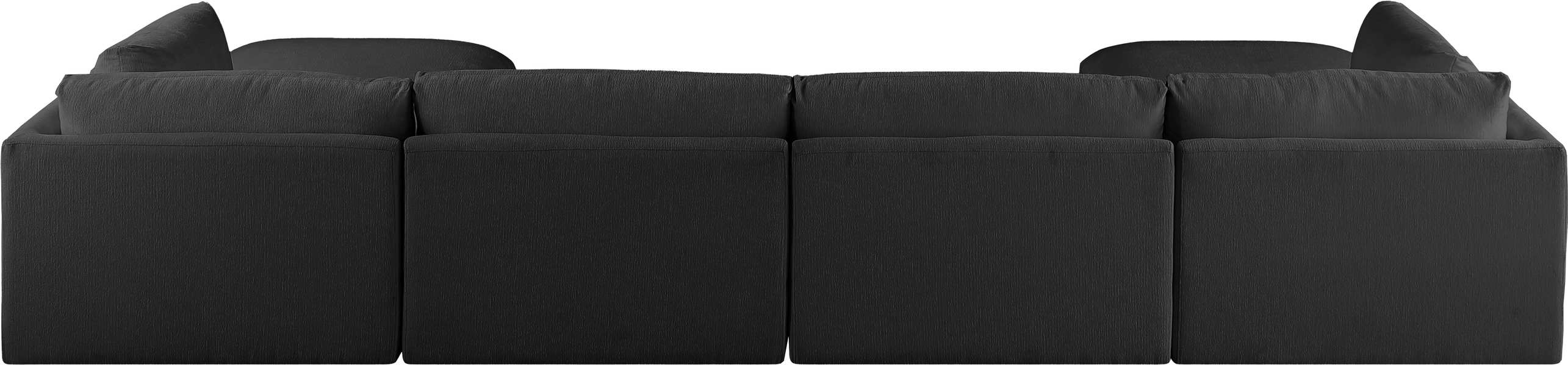 Meridian Furniture - Ease 152" Black Fabric Upholstered 6pc. Sectional - 696Black-Sec6C - GreatFurnitureDeal