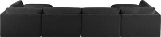 Meridian Furniture - Ease 152" Black Fabric Upholstered 6pc. Sectional - 696Black-Sec6C - GreatFurnitureDeal