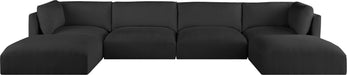 Meridian Furniture - Ease 152" Black Fabric Upholstered 6pc. Sectional - 696Black-Sec6C - GreatFurnitureDeal