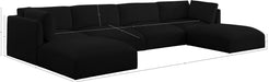 Meridian Furniture - Ease 152" Black Fabric Upholstered 6pc. Sectional - 696Black-Sec6C - GreatFurnitureDeal