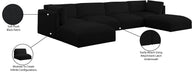 Meridian Furniture - Ease 152" Black Fabric Upholstered 6pc. Sectional - 696Black-Sec6C - GreatFurnitureDeal