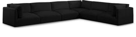Meridian Furniture - Ease 152" Black Fabric Upholstered 6pc. Sectional - 696Black-Sec6D - GreatFurnitureDeal