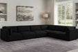 Meridian Furniture - Ease 152" Black Fabric Upholstered 6pc. Sectional - 696Black-Sec6D - GreatFurnitureDeal