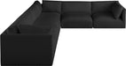 Meridian Furniture - Ease 152" Black Fabric Upholstered 6pc. Sectional - 696Black-Sec6D - GreatFurnitureDeal