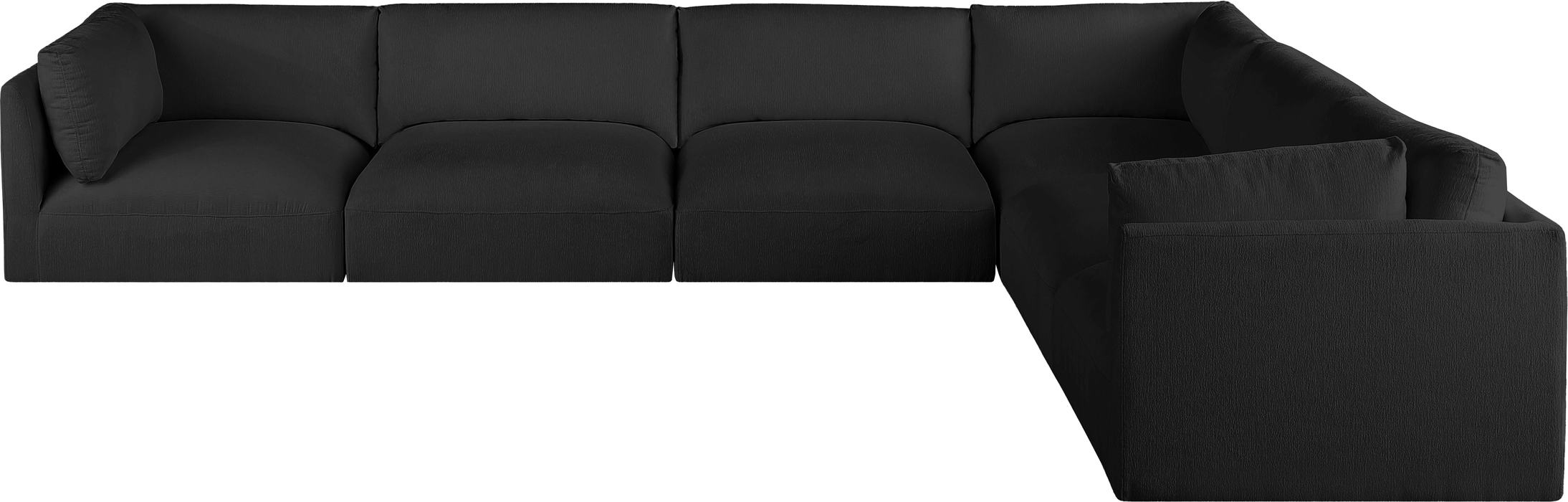 Meridian Furniture - Ease 152" Black Fabric Upholstered 6pc. Sectional - 696Black-Sec6D - GreatFurnitureDeal