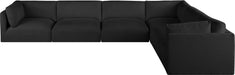 Meridian Furniture - Ease 152" Black Fabric Upholstered 6pc. Sectional - 696Black-Sec6D - GreatFurnitureDeal