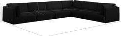 Meridian Furniture - Ease 152" Black Fabric Upholstered 6pc. Sectional - 696Black-Sec6D - GreatFurnitureDeal