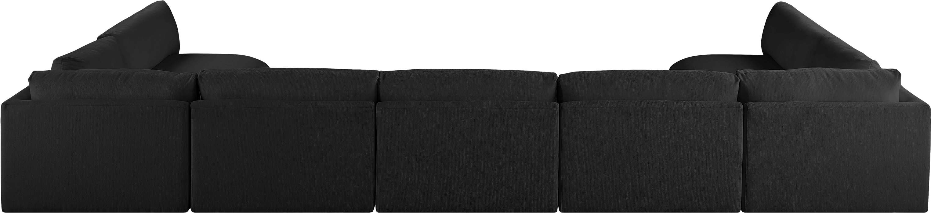 Meridian Furniture - Ease 190" Black Fabric Upholstered 7pc. Sectional - 696Black-Sec7B - GreatFurnitureDeal