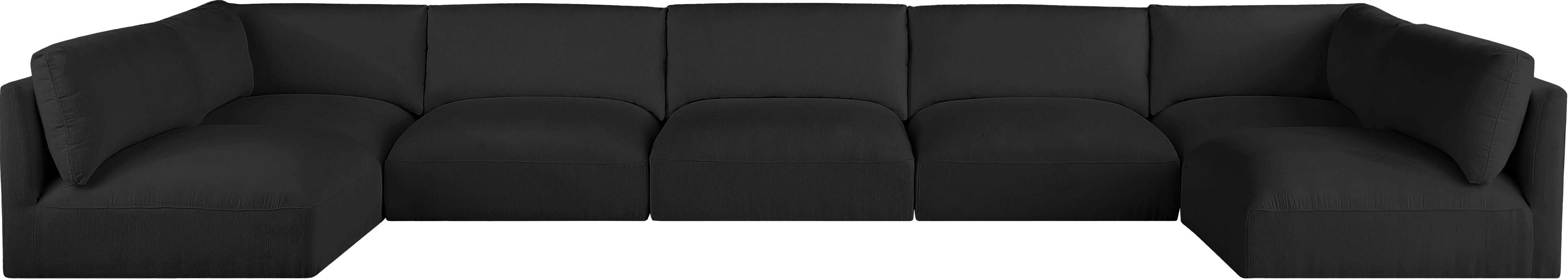 Meridian Furniture - Ease 190" Black Fabric Upholstered 7pc. Sectional - 696Black-Sec7B - GreatFurnitureDeal