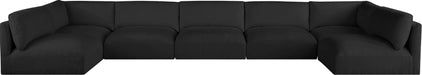Meridian Furniture - Ease 190" Black Fabric Upholstered 7pc. Sectional - 696Black-Sec7B - GreatFurnitureDeal