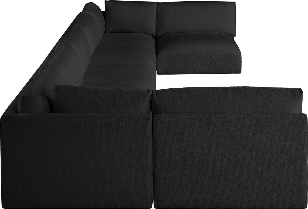 Meridian Furniture - Ease 190" Black Fabric Upholstered 7pc. Sectional - 696Black-Sec7B - GreatFurnitureDeal