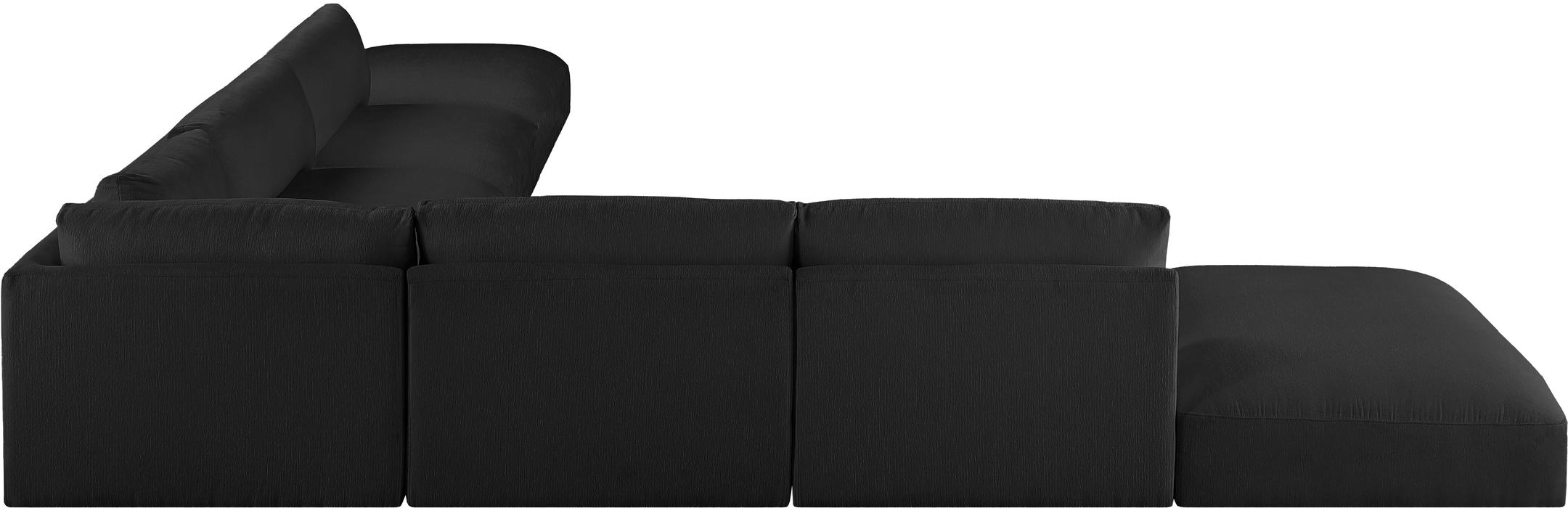 Meridian Furniture - Ease 152" Black Fabric Upholstered 7pc. Sectional - 696Black-Sec7C - GreatFurnitureDeal