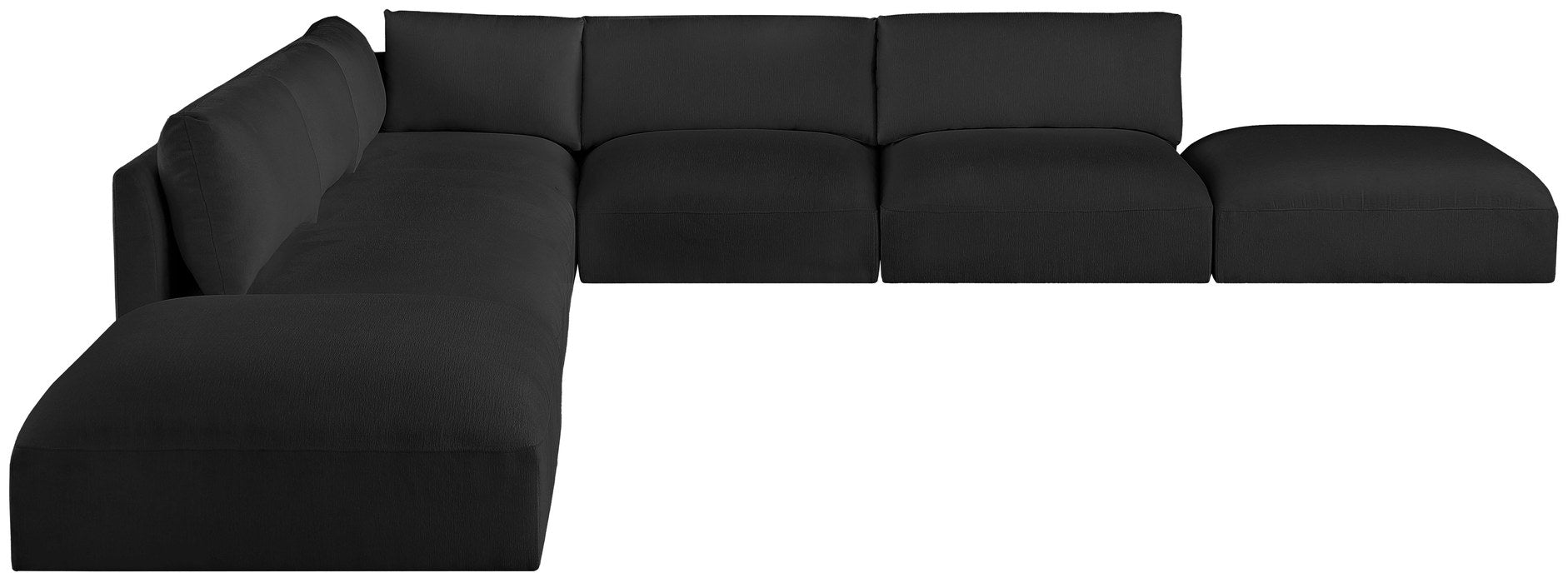Meridian Furniture - Ease 152" Black Fabric Upholstered 7pc. Sectional - 696Black-Sec7C - GreatFurnitureDeal