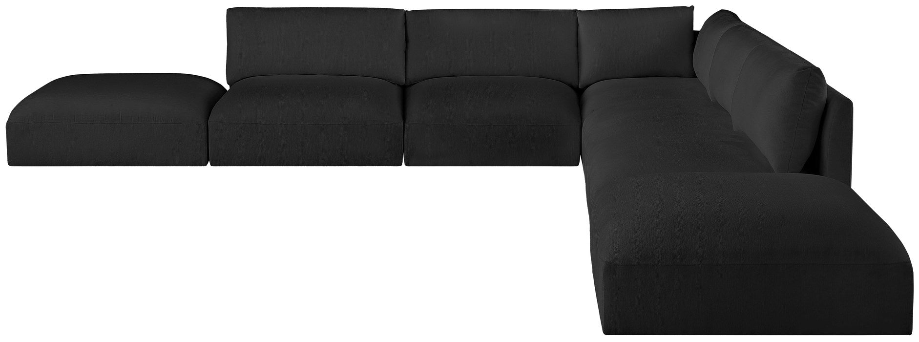Meridian Furniture - Ease 152" Black Fabric Upholstered 7pc. Sectional - 696Black-Sec7C - GreatFurnitureDeal