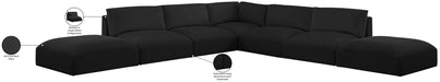 Meridian Furniture - Ease 152" Black Fabric Upholstered 7pc. Sectional - 696Black-Sec7C - GreatFurnitureDeal