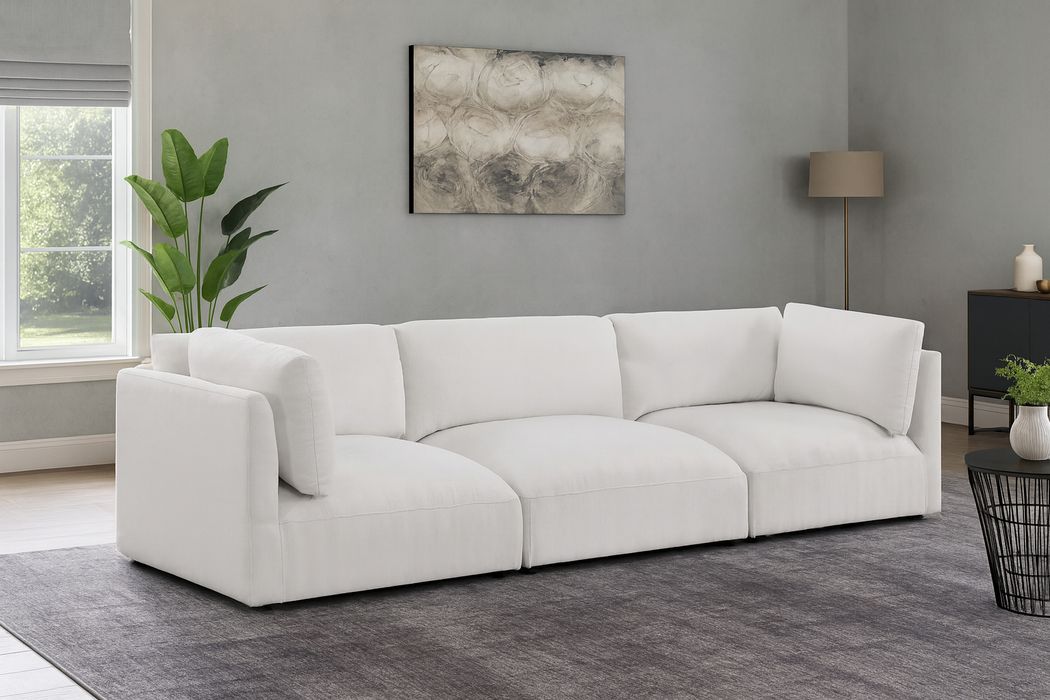 Meridian Furniture - Ease 114" Cream Fabric Upholstered 3pc. Sofa - 696Cream-S114B - GreatFurnitureDeal