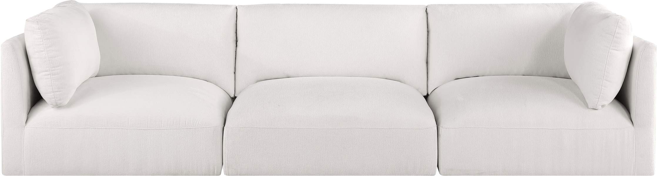 Meridian Furniture - Ease 114" Cream Fabric Upholstered 3pc. Sofa - 696Cream-S114B - GreatFurnitureDeal
