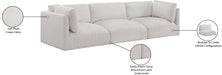 Meridian Furniture - Ease 114" Cream Fabric Upholstered 3pc. Sofa - 696Cream-S114B - GreatFurnitureDeal