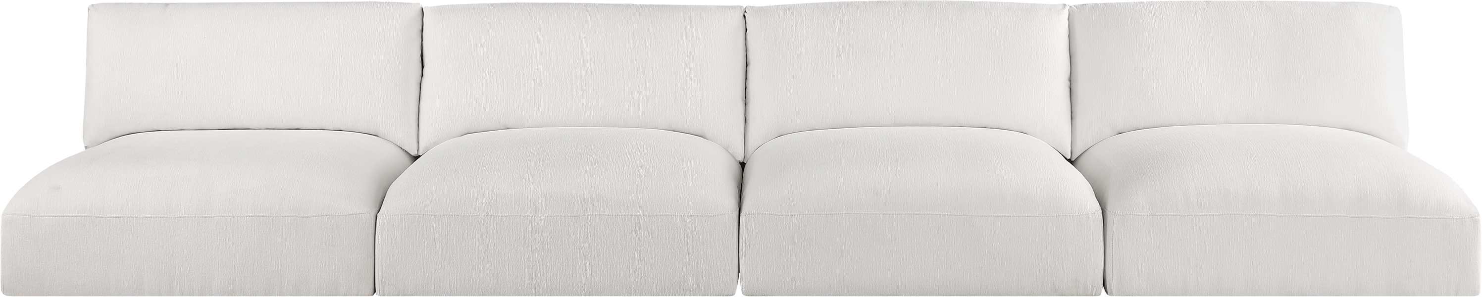 Meridian Furniture - Ease 152" Cream Fabric Upholstered 4pc. Armless Sofa - 696Cream-S152A - GreatFurnitureDeal