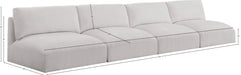 Meridian Furniture - Ease 152" Cream Fabric Upholstered 4pc. Armless Sofa - 696Cream-S152A - GreatFurnitureDeal