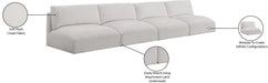 Meridian Furniture - Ease 152" Cream Fabric Upholstered 4pc. Armless Sofa - 696Cream-S152A - GreatFurnitureDeal