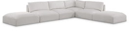 Meridian Furniture - Ease 152" Cream Fabric Upholstered 6pc. Sectional - 696Cream-Sec6E - GreatFurnitureDeal