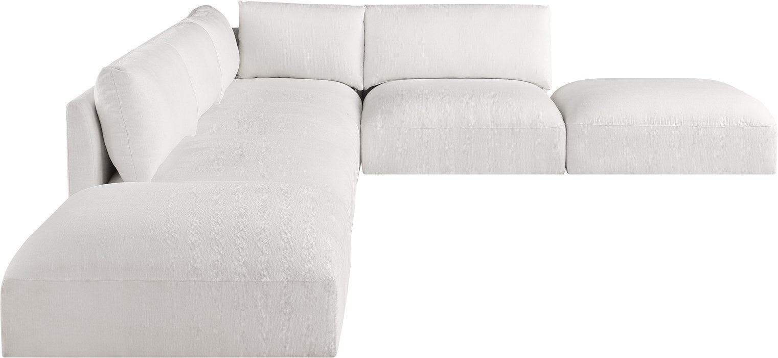 Meridian Furniture - Ease 152" Cream Fabric Upholstered 6pc. Sectional - 696Cream-Sec6E - GreatFurnitureDeal