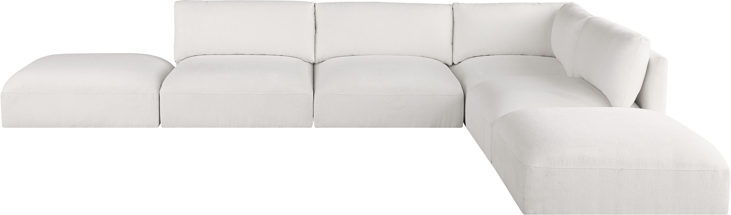 Meridian Furniture - Ease 152" Cream Fabric Upholstered 6pc. Sectional - 696Cream-Sec6E - GreatFurnitureDeal