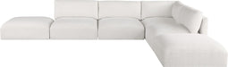 Meridian Furniture - Ease 152" Cream Fabric Upholstered 6pc. Sectional - 696Cream-Sec6E - GreatFurnitureDeal