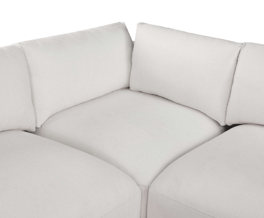 Meridian Furniture - Ease 152" Cream Fabric Upholstered 6pc. Sectional - 696Cream-Sec6E - GreatFurnitureDeal