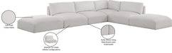 Meridian Furniture - Ease 152" Cream Fabric Upholstered 6pc. Sectional - 696Cream-Sec6E - GreatFurnitureDeal