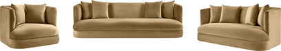 Meridian Furniture - Alder 66" Camel Velvet Upholstered Loveseat - 699Camel-L - GreatFurnitureDeal