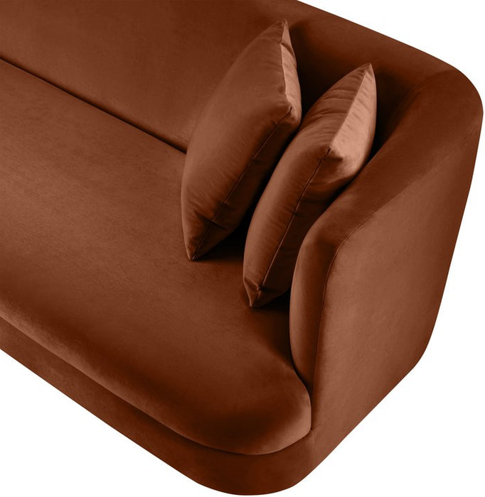 Meridian Furniture - Alder 66" Cognac Velvet Upholstered Loveseat - 699Cognac-L - GreatFurnitureDeal