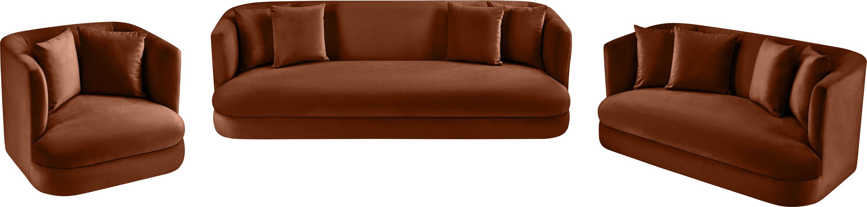 Meridian Furniture - Alder 66" Cognac Velvet Upholstered Loveseat - 699Cognac-L - GreatFurnitureDeal