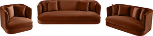 Meridian Furniture - Alder 66" Cognac Velvet Upholstered Loveseat - 699Cognac-L - GreatFurnitureDeal