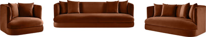 Meridian Furniture - Alder 66" Cognac Velvet Upholstered Loveseat - 699Cognac-L - GreatFurnitureDeal