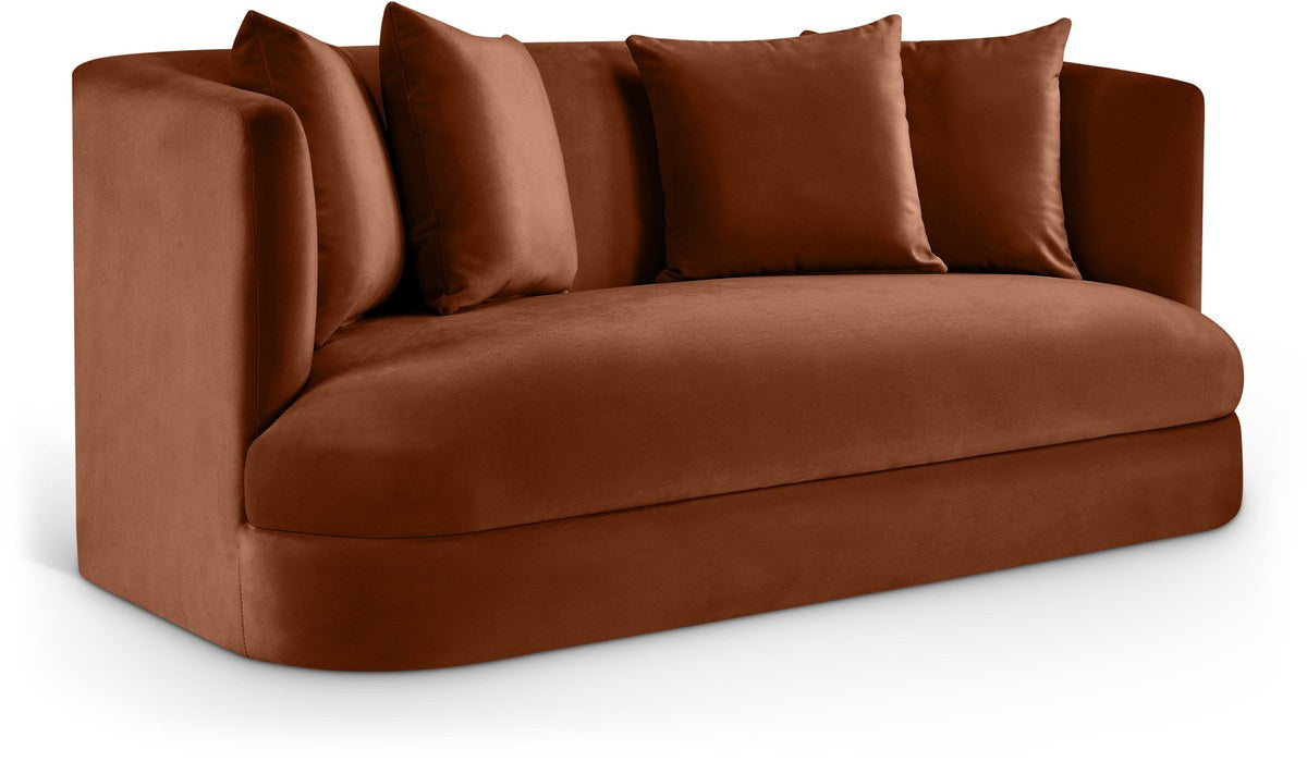 Meridian Furniture - Alder 66" Cognac Velvet Upholstered Loveseat - 699Cognac-L - GreatFurnitureDeal