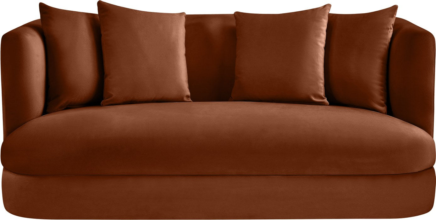 Meridian Furniture - Alder 66" Cognac Velvet Upholstered Loveseat - 699Cognac-L - GreatFurnitureDeal