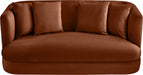 Meridian Furniture - Alder 66" Cognac Velvet Upholstered Loveseat - 699Cognac-L - GreatFurnitureDeal