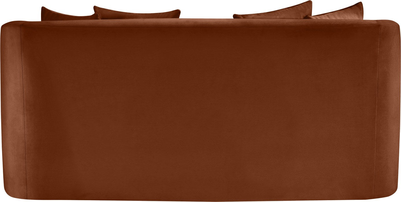 Meridian Furniture - Alder 66" Cognac Velvet Upholstered Loveseat - 699Cognac-L - GreatFurnitureDeal