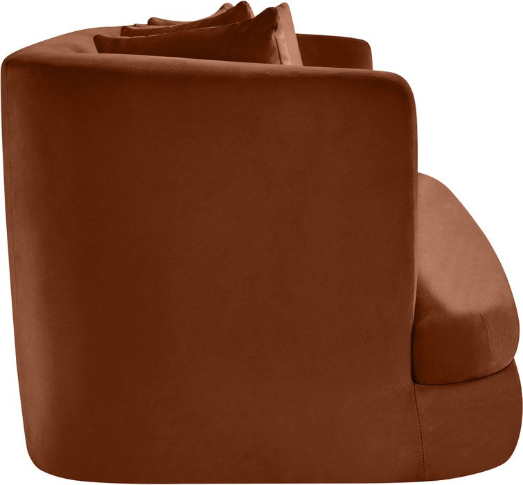 Meridian Furniture - Alder 66" Cognac Velvet Upholstered Loveseat - 699Cognac-L - GreatFurnitureDeal