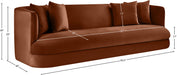 Meridian Furniture - Alder 93.5" Cognac Velvet Upholstered Sofa - 699Cognac-S - GreatFurnitureDeal