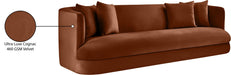 Meridian Furniture - Alder 93.5" Cognac Velvet Upholstered Sofa - 699Cognac-S - GreatFurnitureDeal