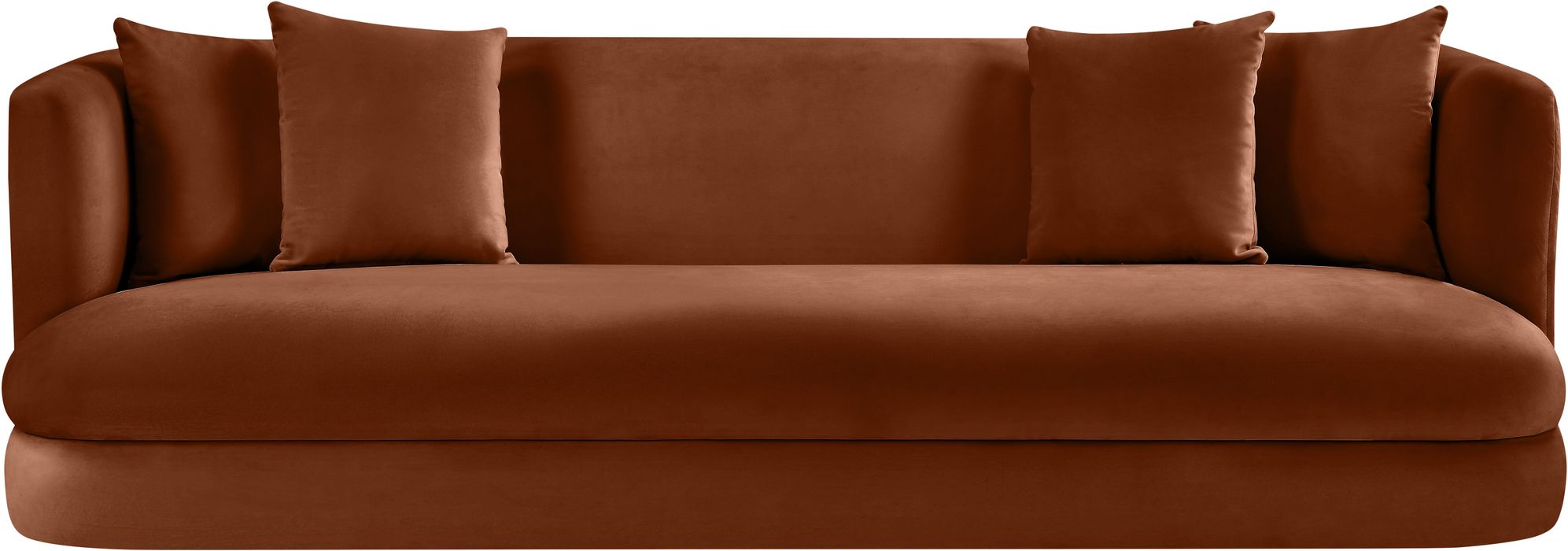Meridian Furniture - Alder 93.5" Cognac Velvet Upholstered Sofa - 699Cognac-S - GreatFurnitureDeal