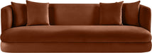 Meridian Furniture - Alder 93.5" Cognac Velvet Upholstered Sofa - 699Cognac-S - GreatFurnitureDeal