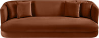 Meridian Furniture - Alder 93.5" Cognac Velvet Upholstered Sofa - 699Cognac-S - GreatFurnitureDeal