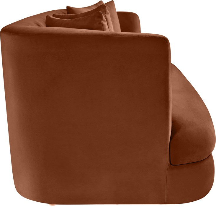 Meridian Furniture - Alder 93.5" Cognac Velvet Upholstered Sofa - 699Cognac-S - GreatFurnitureDeal