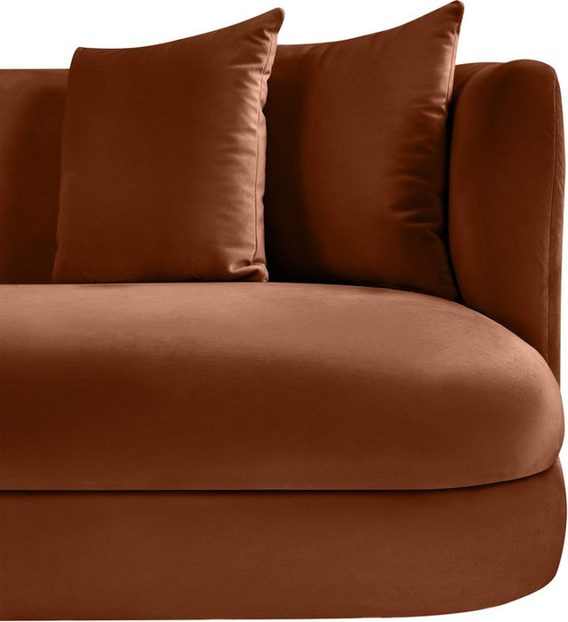 Meridian Furniture - Alder 93.5" Cognac Velvet Upholstered Sofa - 699Cognac-S - GreatFurnitureDeal