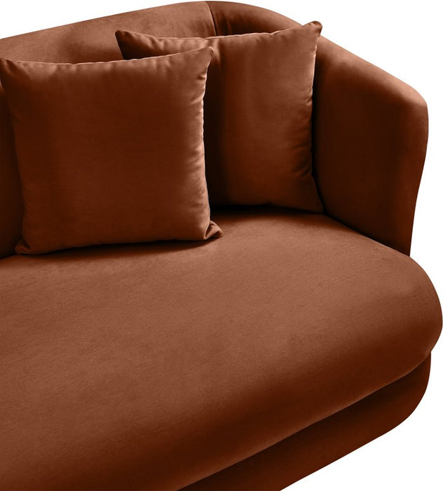 Meridian Furniture - Alder 93.5" Cognac Velvet Upholstered Sofa - 699Cognac-S - GreatFurnitureDeal