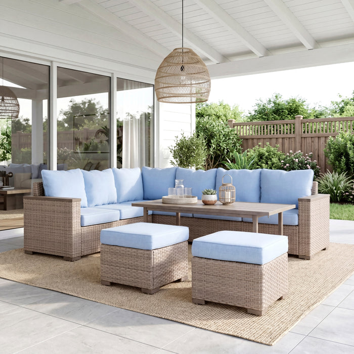 Homelegance - Marina Outdoor Sectional Sofa Set in Blue - 70000RBU-SC - GreatFurnitureDeal